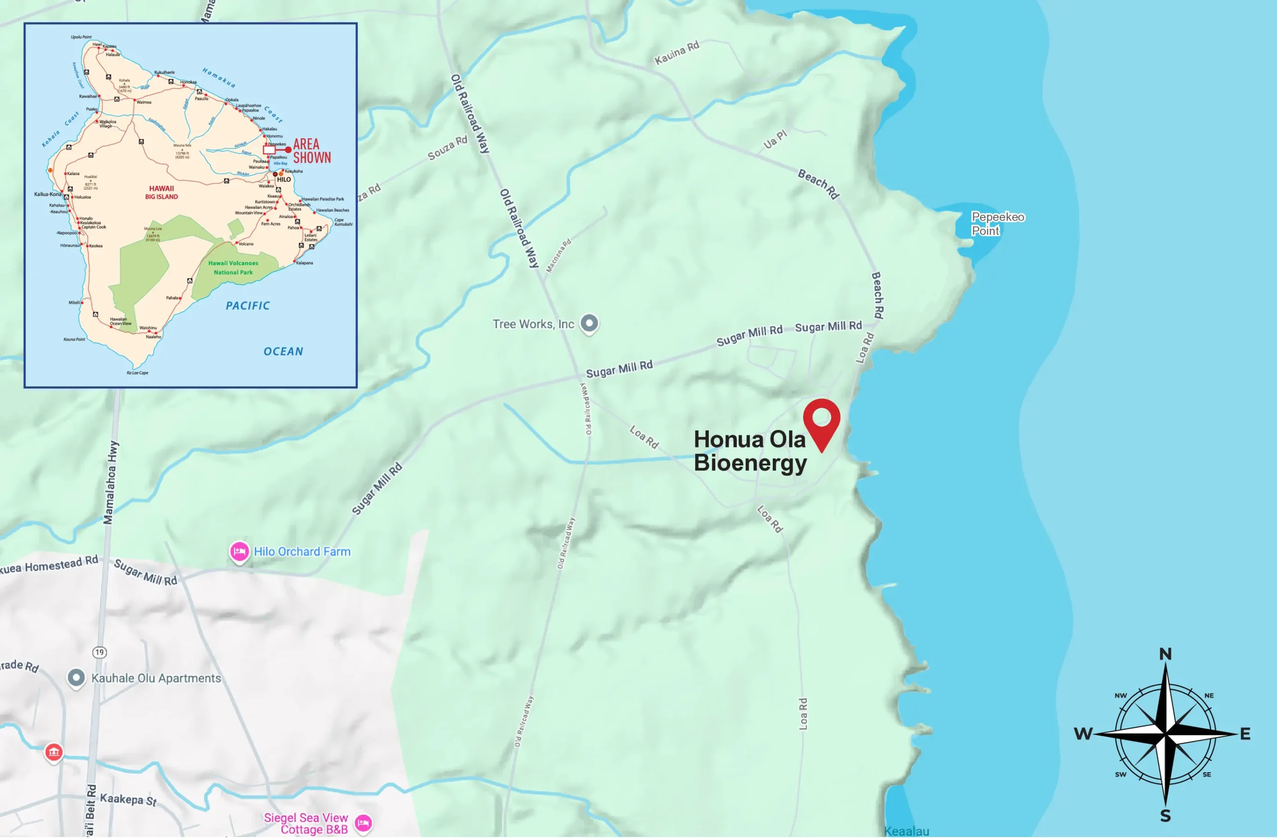 Honua Ola Bioenergy project location map